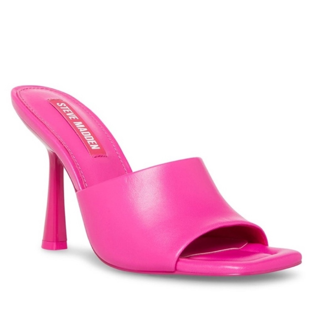 Steve Madden Selene Heeled Mules in Pink Leather